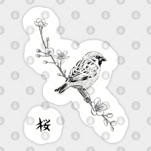 Sparrow on cherry Sticker by albertocubatas